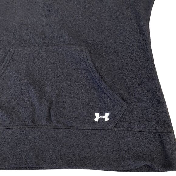 Under armour Sweatshirt Women's Medium Black Fleece Logo Semi Fitted Quarter Zip - Picture 10 of 16